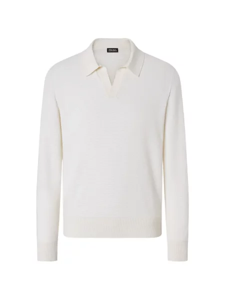 Gulerat polo Zegna alb
