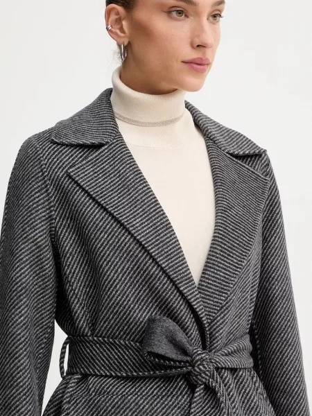 Шерстяное пальто Armani Exchange серое
