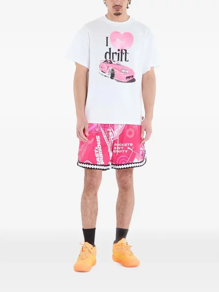 Pantaloni scurți Puma cu imagine cu cordon roz
