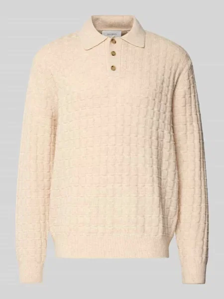 Sweter z dzianiny z fakturowanym wzorem model ‘Gustav’ Les Deux beżowy