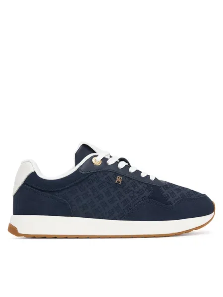 Tommy Hilfiger Sneakers Th Runner Suede Monogram Bleumarin