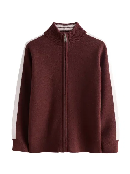 Next Geacă tricotată crem / burgundy roșu