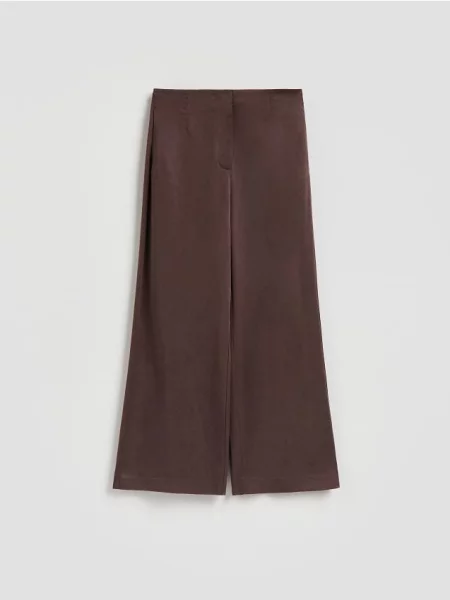 Reserved Pantaloni cu fibre Lyocell maro-închis maro