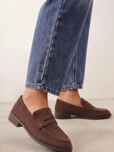 Mocasini cu design minimalist și branț din piele Filsa închis Maro Maro bej