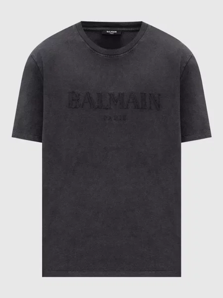Футболка Balmain с вышивкой серая