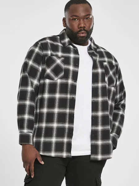 Фланелен фланелена риза Urban Classics бяло