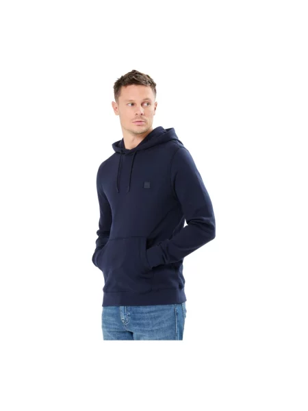 Bluza z kapturem Boss z kapturem z logo niebieska