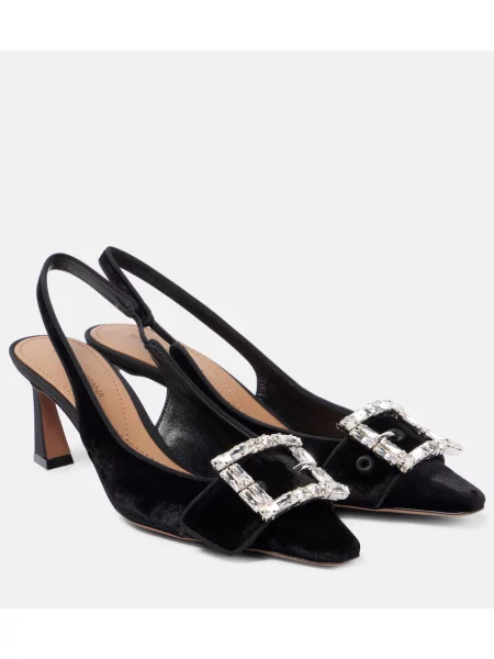Pantofi cu toc Dolce&gabbana de catifea slingback negru