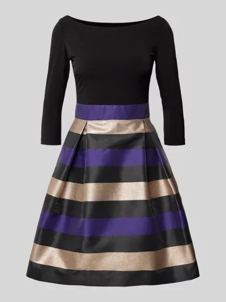 Sukienka koktajlowa o długości do kolan z efektowną przędzą Swing