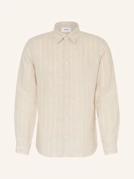 Koszule Mężczyzna S Len Enzo Classic Collar Linen Shirt beżowy