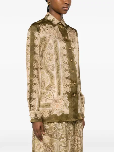 Cămașă Zimmermann cu model paisley verde