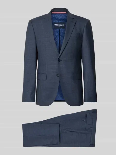 Garnitur krój slim fit z mieszanki żywej wełny Hechter Paris granatowy