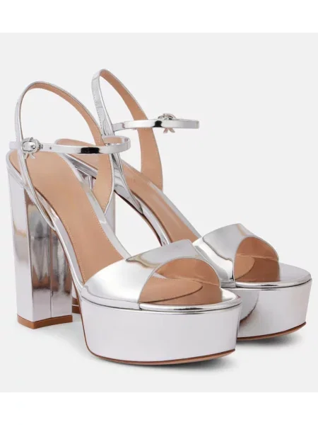 Sandale Gianvito Rossi din piele cu platformă argintiu