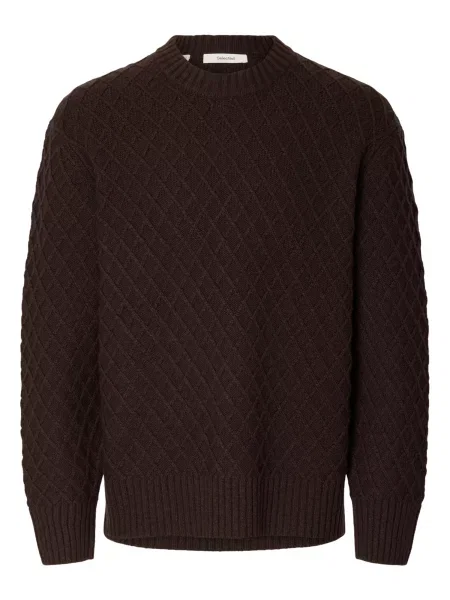 SELECTED Pulover ciocolatiu