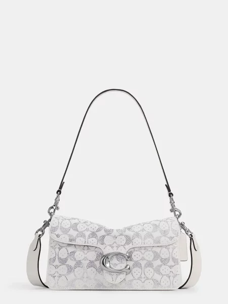 Coach torebka crossbody jeansowa Soft Crystal Denim Tabby Shoulder Bag 26 biała