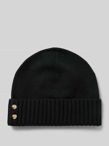 Czapka beanie z detalem z logo Lauren Ralph Lauren czarna