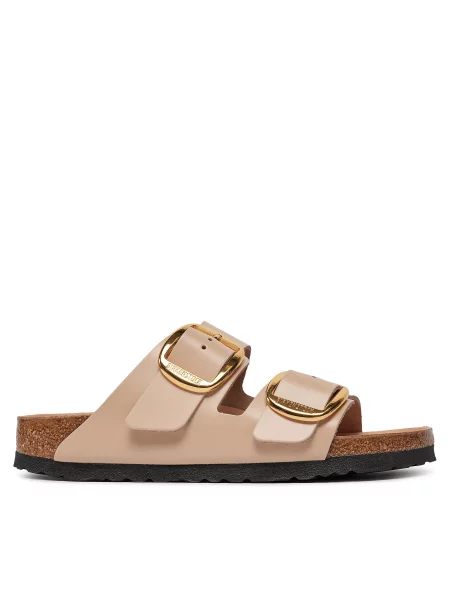 Sneakers Birkenstock Arizona Big Buckle Natural Leather Patent High-Shine New Beige EUR 37 ροζ