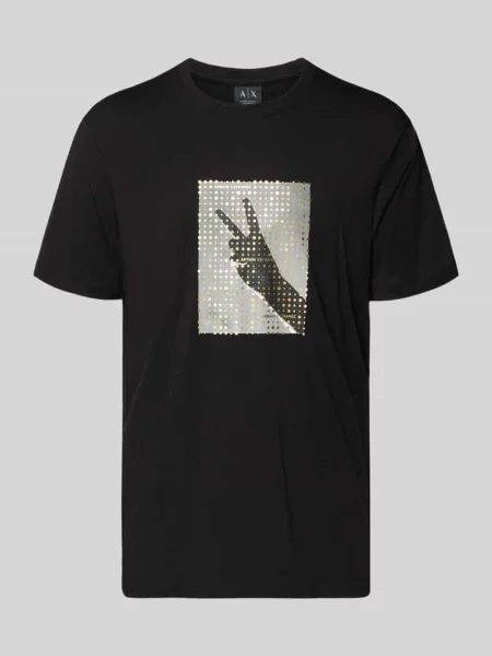 T-shirt z nadrukowanym motywem Armani Exchange czarna