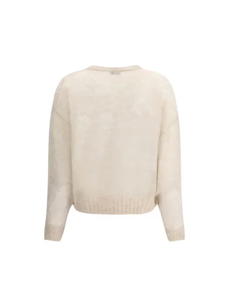Moherowy sweter Brunello Cucinelli beżowy