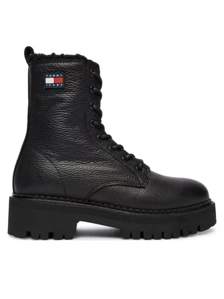 Šněrovací kozačky Tommy Jeans černé