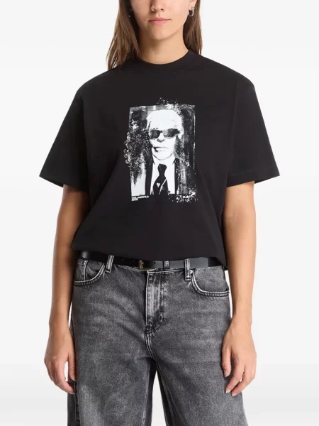 Tricou Karl Lagerfeld Jeans cu imagine negru