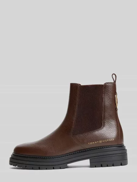 Buty chelsea ze skóry Tommy Hilfiger brązowe