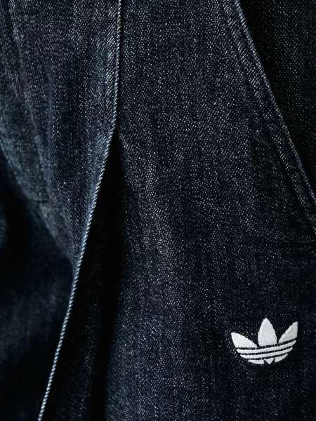 Adidas Originals дънки wide leg дамски Denim Pleats синьо