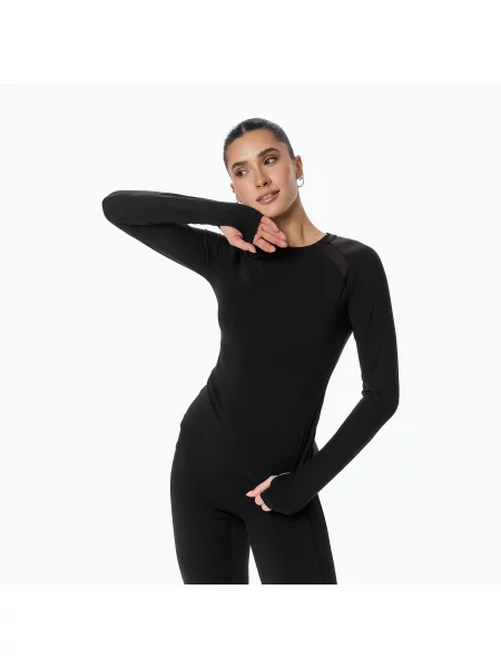 Tricou cu mânecă lungă Cardio Bunny negru