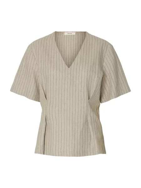 SELECTED Bluză SLFMARIAM bej amestecat negru