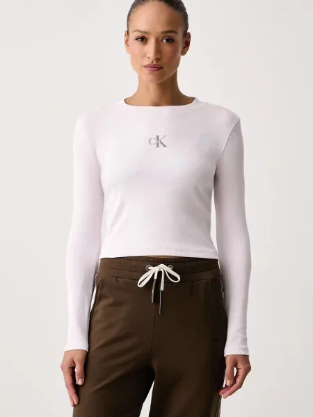 Tricou cu mânecă lungă Calvin Klein Jeans roz