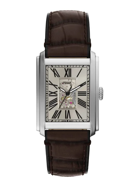 FOSSIL Analógové hodinky CARRAWAY tmelová / tmavohnedá strieborná čierna