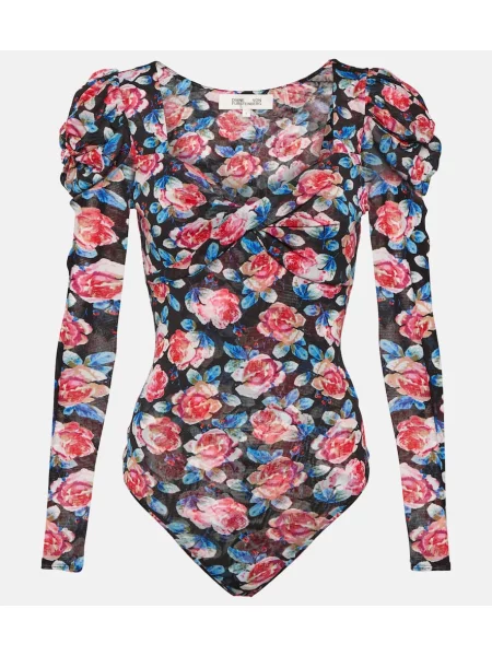 Body Diane Von Furstenberg cu model floral plasă roz