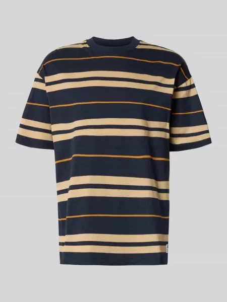Koszulka o kroju oversized z czystej bawełny model NIVARSI' Hugo Blue granatowa
