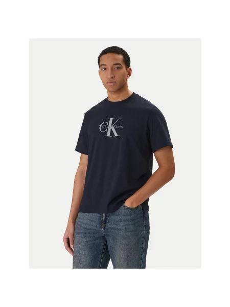 Calvin Klein Jeans Majica Hero Monologo Mornarsko Regular Fit modra