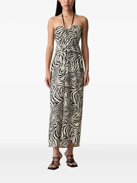 Rochie maxi Vicolo cu imagine cu model zebră cu gât halter