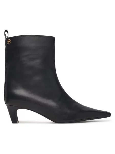 Tommy Hilfiger Botine Kitten Heel Leather Ankle Boot negru