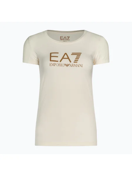 Дамска тениска Emporio Armani Train Shiny pristine/logo brown бежово
