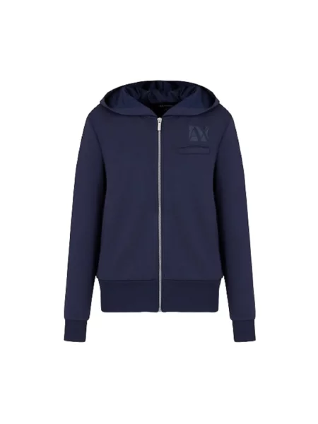 Bluza z kapturem Armani Exchange z kapturem niebieska