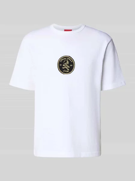 Koszulka T-shirt z czystej bawełny krój regular fit model DOBUL' Hugo biała