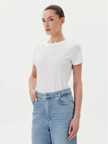 BOSS Majica Écru Regular Fit bela