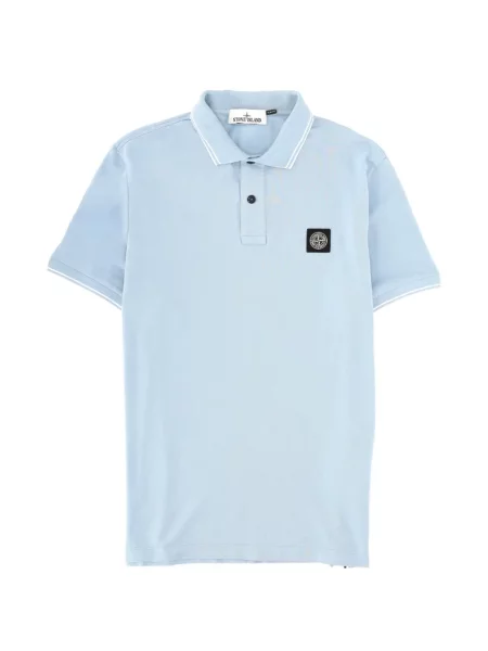Polo Stone Island cu strasuri scurt albastru