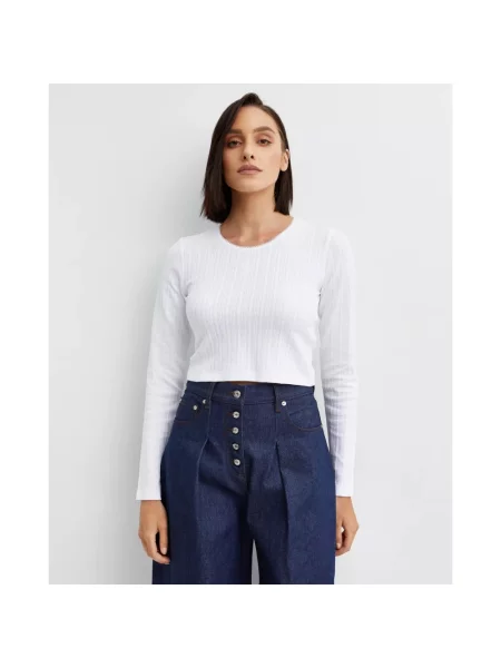 Top Jw Anderson z długim rękawem o skróconej długości z logo biały