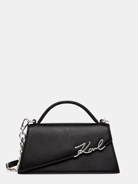 Kožená kabelka Karl Lagerfeld K/SIGNATURE čierna