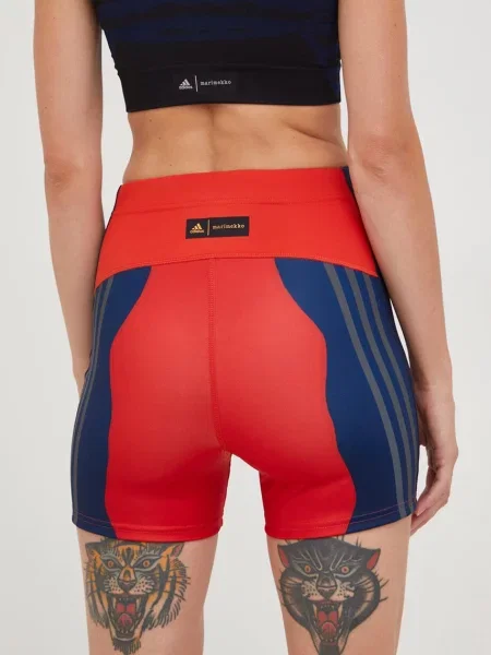 Шорти для бігу adidas Performance Marimekko візерунок висока посадка червоний