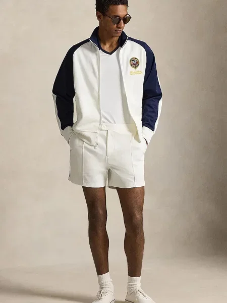 Bluza dresowa Ralph Lauren Wimbledon Classic Fit Track Full Zip biało granatowa S biała