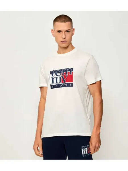 Tricou Tommy Jeans cu mâneci scurte alb
