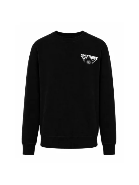 Bluza polarowa Philipp Plein polarowa z okrągłym dekoltem czarna