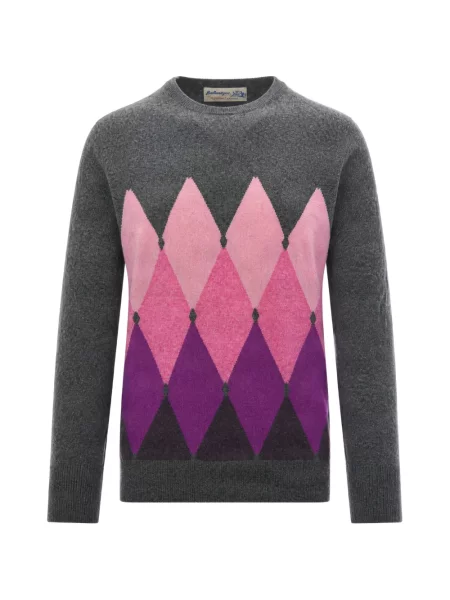 Pulover Ballantyne din cașmir cu model argyle gri
