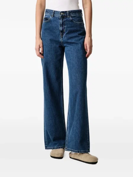 Blugi cu picior larg Carhartt Wip cu autograf albastru