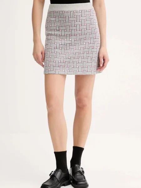 Kenzo fustă cu lână mini drept gri